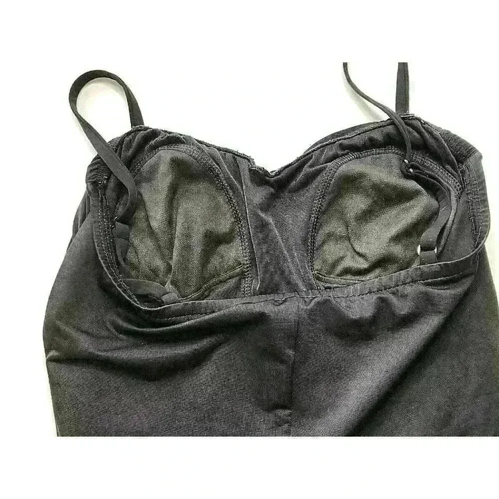 Lands' End women's swimsuit size 16 one-piece black ruched built-in bra
